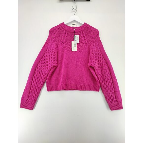 SEA New York Women's Pink Cable Knit Wool Sweater Size L - Picture 1 of 8